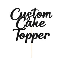 Personalised Custom Cake Toppers - Happy Birthday, Wedding, Graduation & Baby Shower - 11 Colors, Glitter - Black