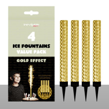 Pack of 4 Ice Fountains | Cake Topper Decoration | Prosecco Champagne Fountain | Sparkling Fountain | Gold or Silver | Birthdays, Christmas, New Year