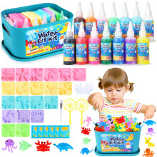 Sanlebi Aqua Fairy Water Gel Kit DIY Toys, 46 PCS Magic Toy Kit, Aqua Gelz Kits for Kids, 20 Molds & 14 Gels, Educational Gift for Boys Gifts Ages 4
