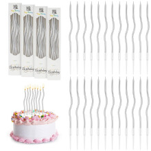 URAQT 24 Pcs Twisty Birthday Candles, Spiral Birthday Candles in Holders, Metallic Long Thin Cupcake Candles for Birthday Wedding Baby Shower Party D