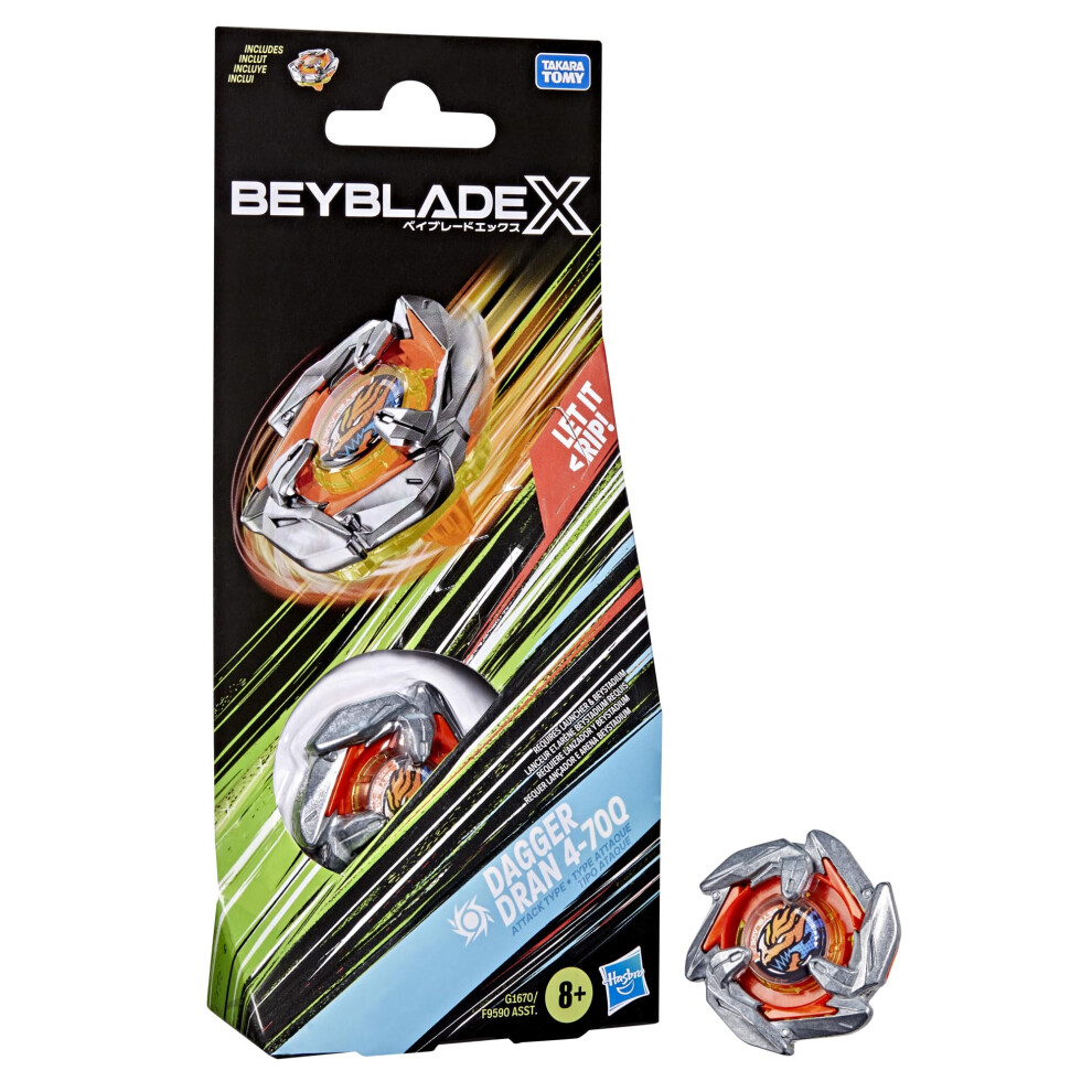 Beyblade X Dagger Dran 4-70Q Booster Pack, Right-Spin Attack Spinning Top With Interchangeable Parts, Authentic Takara Tomy Design, Compatible With B