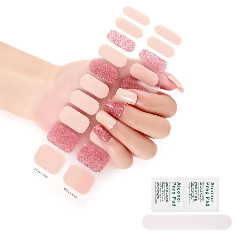 Semi Cured Gel Nail Strips SalonQuality Finish Easy LED Curing with File and Storage Bag