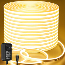 Warm White LED Neon Rope Light 32.8Ft, 3000K IP65 Waterproof Flexible Strip for Indoor Outdoor Decor