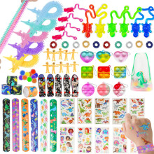 JUAUO 80Pcs Fidget Toys Pack, Fidget Sensory Toys Set for Boys Girls, Stress Anxiety Relief Fidget Toy for Autism Special Needs, Birthday Party Fille