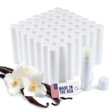 Lip Balm Bulk Unlabeled Vanilla 50 Count Natural Made in USA Moisturizing Wedding and Party Favors