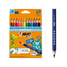 BIC Kids Evolution Triangle Coloured Pencils, Colouring Pencils Ideal for Small Kids 2 Years and Up to Place Fingers, Extra Resistant BIC Pencils, Sc