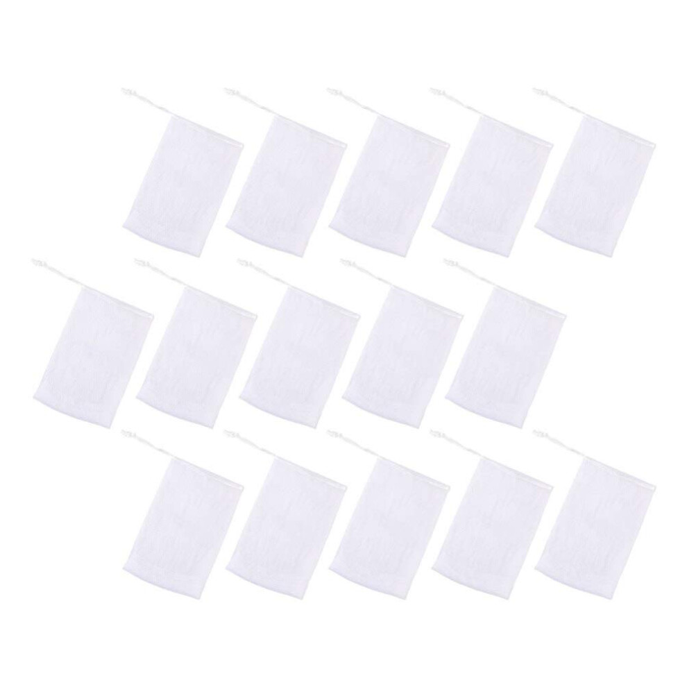 White 50Pcs Exfoliating Soap Saver Bag With Rich Foaming Effect For Deep Skin Cleansing,