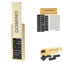 D.A.Y. Republic 28pc Double Six Classic Retro Domino Game, Traditional Set in Wooden Case, Educational Travel Sized Toy (Dominoes in Wood Box)