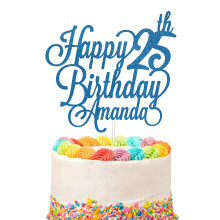 Personalised Happy Birthday Glitter Cake Topper Customised with Any Name & Any Age Party Cake Decoration for 1st 10th 13th 16th 18th 20th 21st 30th 4