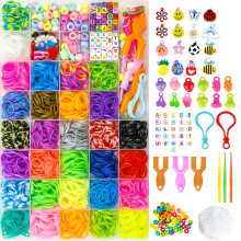 BIZEE 2700+ Loom Bands, for Boys and Girls 32 Dazzling Colors, Loom Bands Starter Kit for Refill Making Craft Kits, DIY Bracelet Making Kit with Acce