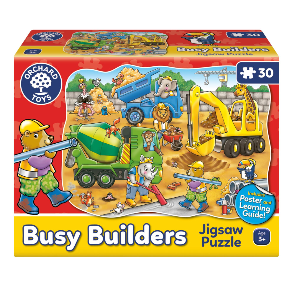 Photos - Jigsaw Puzzle / Mosaic Orchard Toys Busy Builders Jigsaw Puzzle, 30-Piece Shaped Educational Jigsaw Puzzle, For Kids Age 3+, Develops Hand-Eye Coor