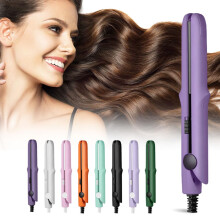 2 in 1 Mini Curling Iron and Hair Straightener, Ceramic Compact Travel Size for Short Hair, Purple