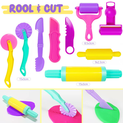 Jiosdo Dough Tools and Cutters, 40 Pcs Kids Clay Tools Set,With Storage Box 2