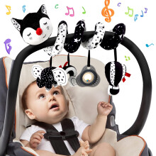 Spiral Pram Toys for Babies, Musical Infant Car Seat Toys Stroller Spiral Hanging Toys for Baby Girl 3-12 Months