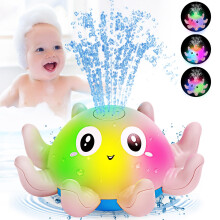 Jovicos Baby Bath Toys, Octopus Sensory Light Up Bath Toys, Automatic Induction Spray Water Toys, Bath Time Shower Gifts for Baby Girls Boys（Pink）