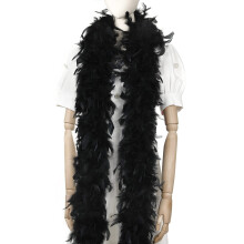 Larryhot 60g Black Feather Boa - 2 Yards Turkey Boa Feathers for Party Bulk,Christmas,Wedding Centerpieces,Costume,Concert,Pet and Home Decoration (B
