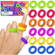 Fidget Sensory Rings for Autism, SMALL FISH 18 Pack Fidget Ring Sensory Toys for Kids Adults - Anxiety Relief Toy Fidget Finger Toys for ADHD Class S