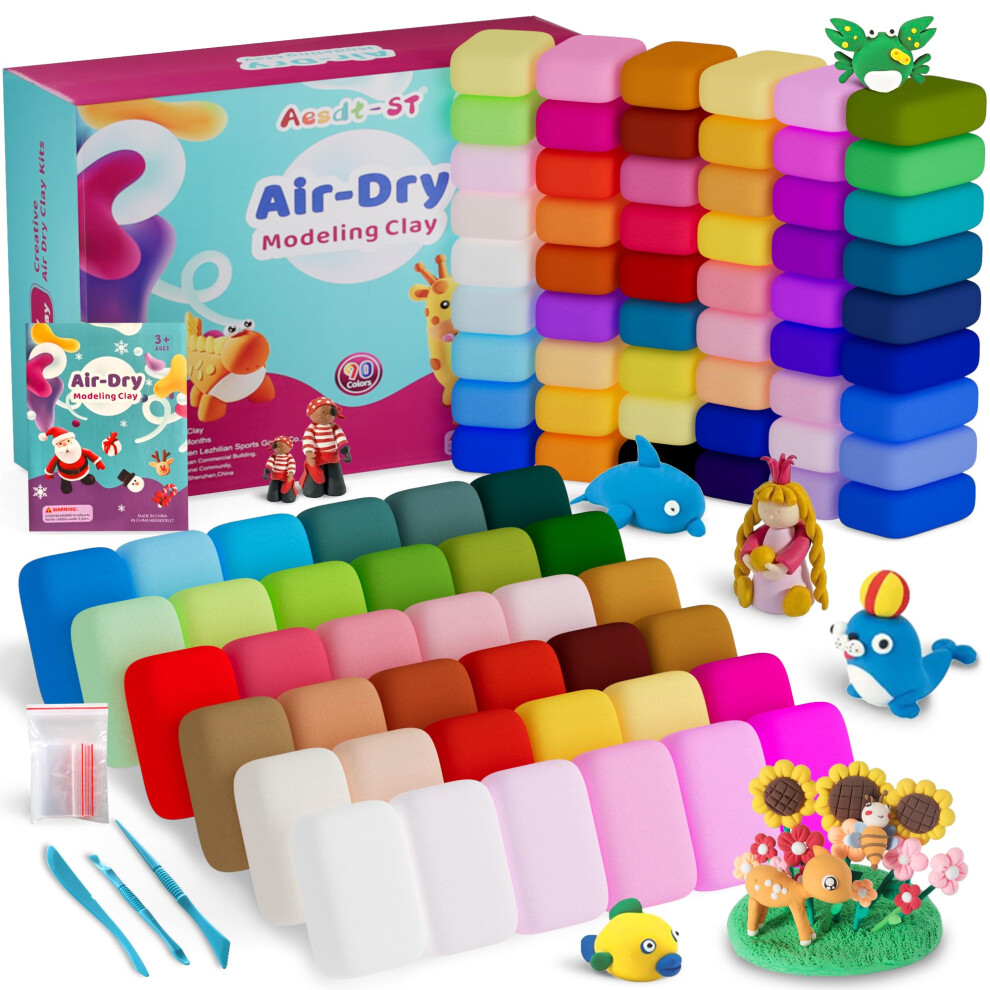 Photos - Other Toys Air Dry Clay 90 Colors, Modeling Clay for Kids, DIY Model Magic Clay, Molding Clays Kit with Sculpting Tools, Non-Sticky Sof