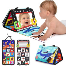 URMYWO Tummy Time Toys Black and White Baby Sensory Toys Baby Mirror Newborn Essentials Brain Development Baby Toy 0-3-6-12 Months Gifts