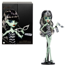 Monster High x Barbie Frankie Stein Doll with Original Barbie-Inspired Swimsuit and Solo in the Spotlight Black Evening Dress, Accessories, JHK28