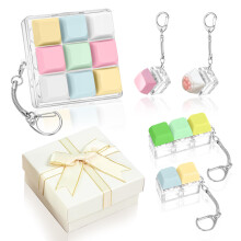 5 Pcs Keyboard Fidget Toy for Adults Kids, Funny Stress Relief Clicker Fidget Keychain with Gift Box, Portable Finger Decompression Keyring for Offic