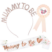 3 Pack Mummy Sash Set, Baby Shower Favors, Sage Green Yarn Satin