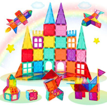 Super Barley Magnetic Tiles Building Blocks Toys, 68PCS Kids Magnetic Tiles 3D STEM Construction Building Blocks - Learning Educational Kids Toys Gif