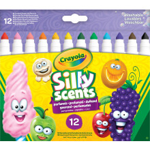 CRAYOLA Silly Scents Broadline Washable Markers - Assorted Colours (Pack of 12) | Unique Sweet Scents & Colours! | Ideal for Kids Aged 3+