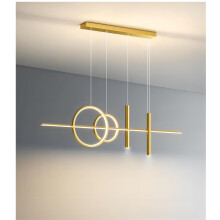 39.4 Inch Gold 5Light LED Island Light, Infinitely Dimmable Linear Pendant with Remote for Dining Room