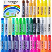 JOYIN 36 Colors Washable Tempera Paint Sticks, Art Supplies, Paint for Kids, Quick Drying and No Mess Arts Project, Gifts for Kids and Artists