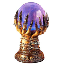 Plasma Ball Lamp with ColorChanging Light, Gothic Witch Hand Crystal Ball for Halloween Decor