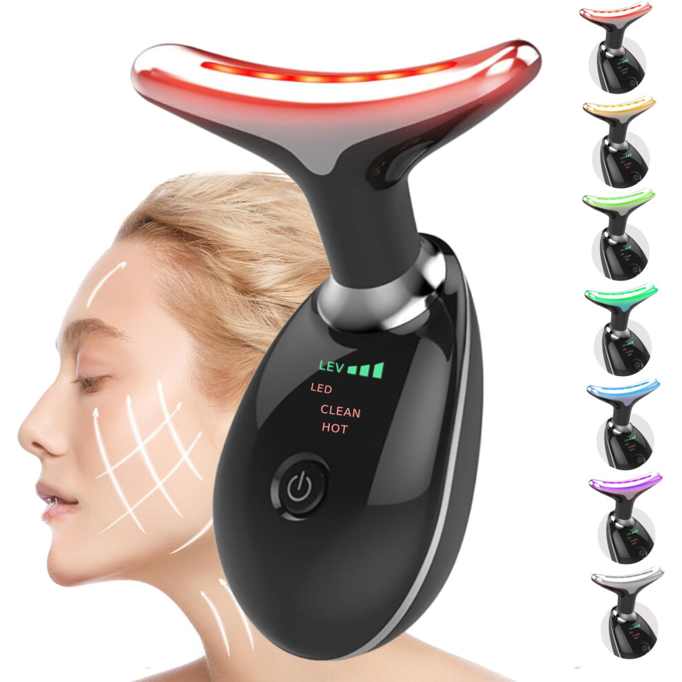 Light/Black Face And Neck Massager With 7Color Therapy, Dolphin Design Facial Sculpting Tool