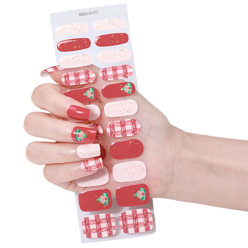 Christmas Gel Nail Wraps Full Coverage Stickers Salon Glossy Finish Long Lasting Manicure