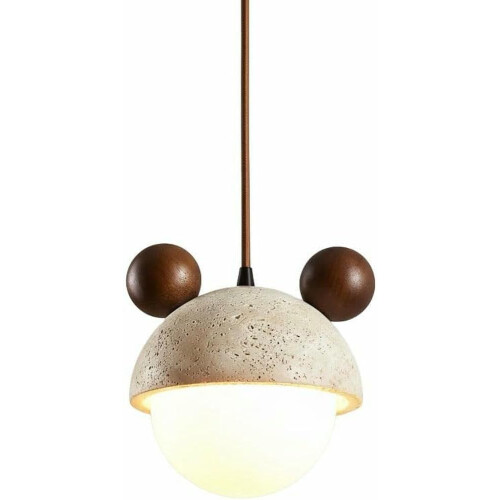 Pendant Light Nordic Travertine and Walnut Globe Lamp, Adjustable G9 LED Ceiling Light