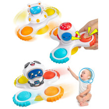 Vanmor Suction Cup Spinner Toys for Baby, 3Pcs Fidget Spinner Spinning Top Suction for Bath Window High Chairs Plane Travel, Dimple Fidget Pop Up Sen