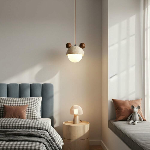 Pendant Light Nordic Travertine and Walnut Globe Lamp, Adjustable G9 LED Ceiling Light 1