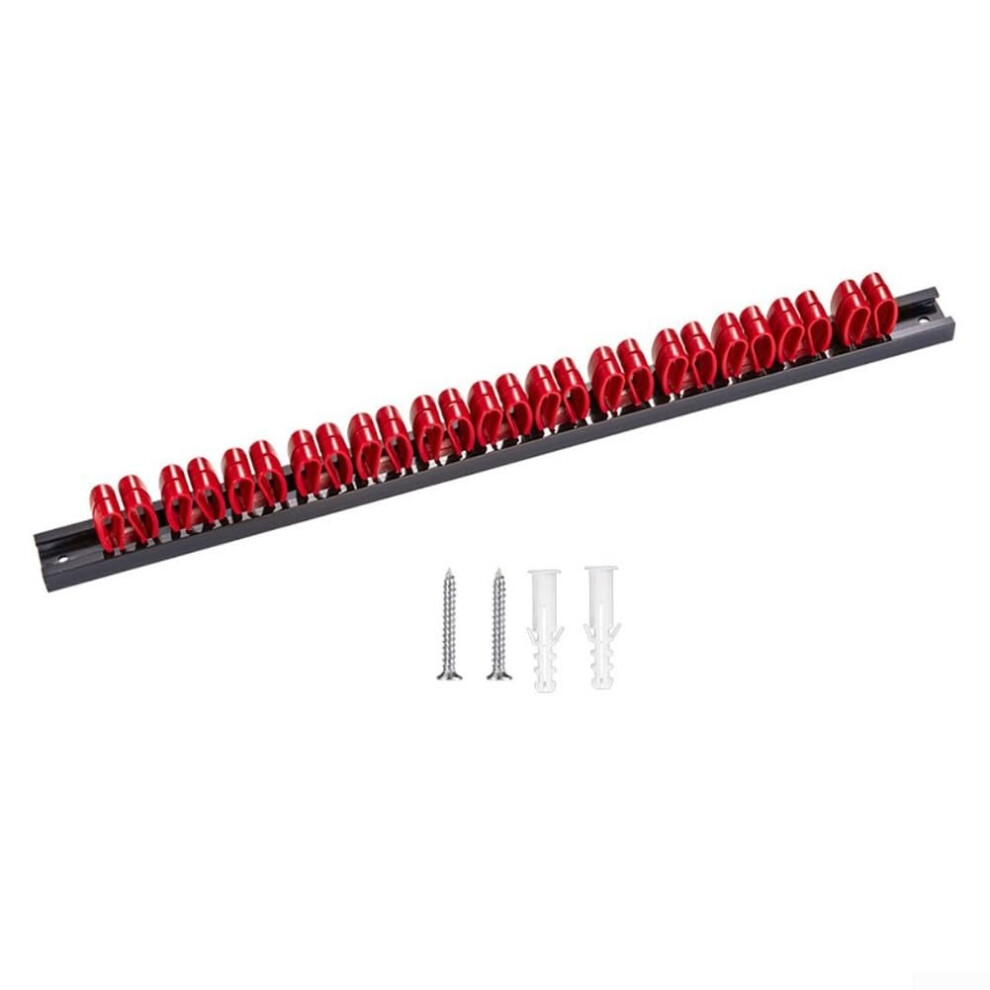 Wall Mounted Screwdriver And Wrench Organizer With Secure Clips, Red Garage Tool Rack 9070919981906