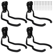 Garage Tool Hooks HeavyDuty Iron DoubleBar Wall Mount Hangers with NonSlip Rubber Coating for MultiTool Storage