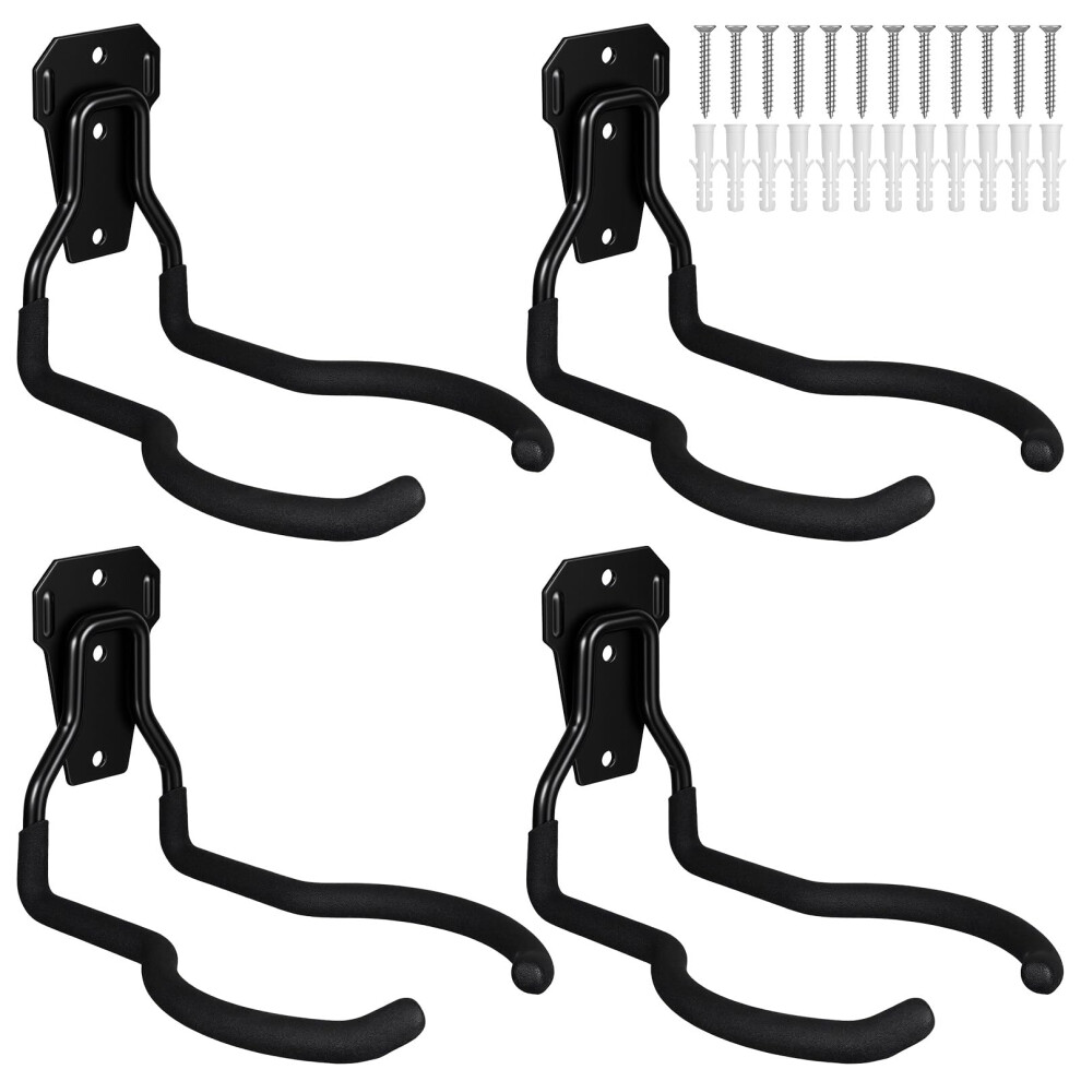 Garage Tool Hooks Heavyduty Iron Doublebar Wall Mount Hangers With Nonslip Rubber Coating For Multitool Storage 9113335738898