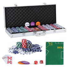 JUNGLE STONE Texas Holdem Poker Set, 500 Piece Set in Aluminium Case with 11.5g Heavyweight Chips, 1 double-sided reversible Flet Mat, 2 Decks Playin