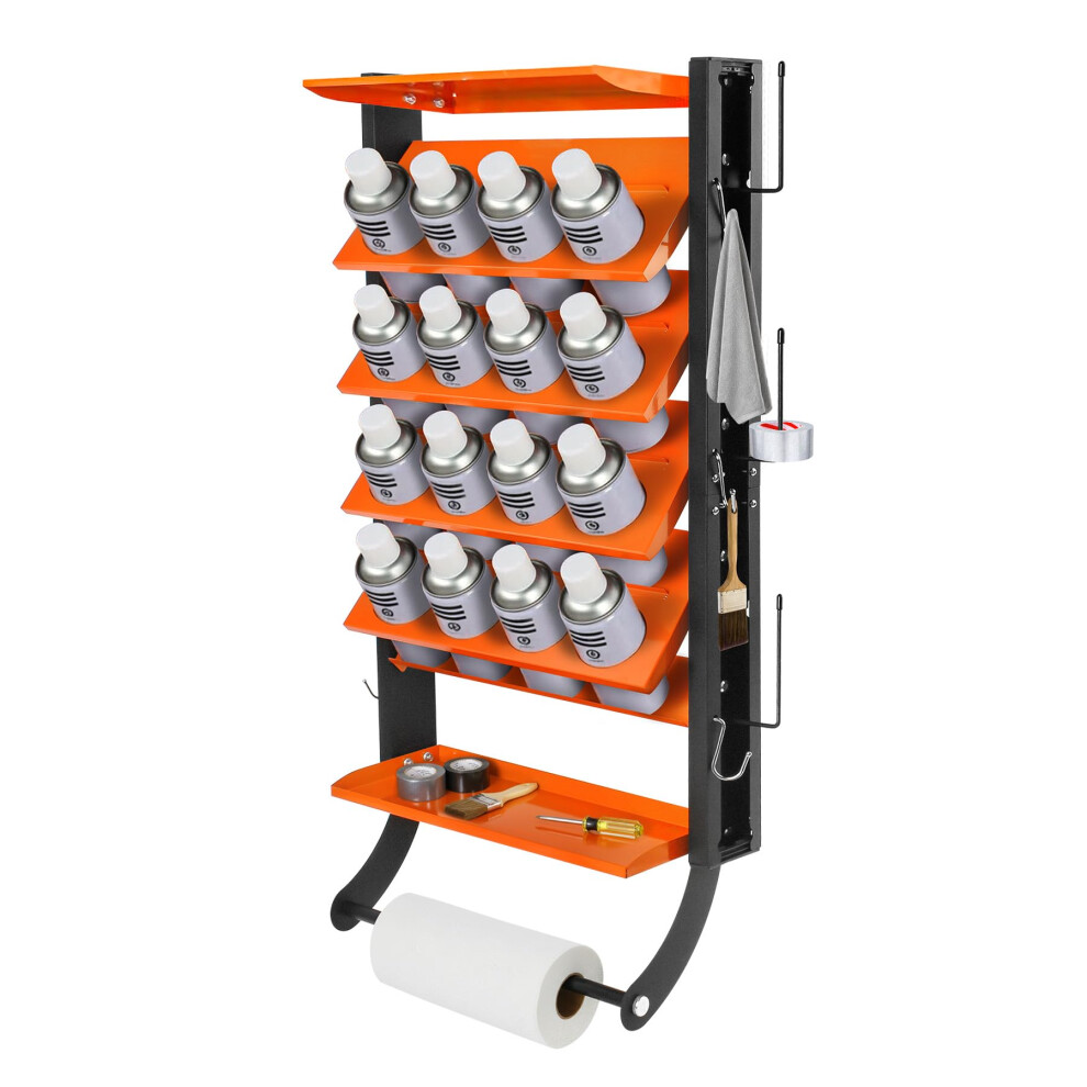 Spray Paint Can Holder Rack Wall Mount, Heavy Duty Steel 16Can Organizer With Towel Rod For Garage 9113335738904