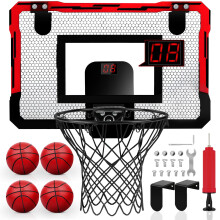 Yimore Basketball Hoop Indoor Mini Basketball Hoop for Kids Bedroom Office Wall Mounted Automatic Scoring with 4 Balls Boy Toys for 5 6 7 8 9 10 Year