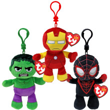 TY Marvel Clip Multipack - Hulk, Iron Man, Miles Morales | Soft Plush Toys for Kids | Teddy & Baby Collectible Stuffed Plushies | Bag Clips
