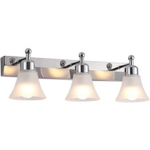 Bathroom Vanity Light Chrome 3Light Wall Sconce with Rotatable Frosted Glass Shade for Mirror
