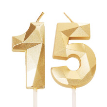 15th Birthday Candles, Gold Number 15 Happy Birthday Candles, Girls Boys Cake Topper Decorations for 15 Year Old Birthday Party Wedding Anniversary C