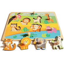 Funsland Wooden Animal Peg Puzzles for 1 Year Old, Montessori Learning Educational Toys, Infant Motor Skill Development Gifts for 1 2 3 Years Old
