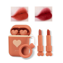 2Pc Matte Long Lasting Lipstick and Waterproof Lip Gloss Set for Women, Rich Natural Color