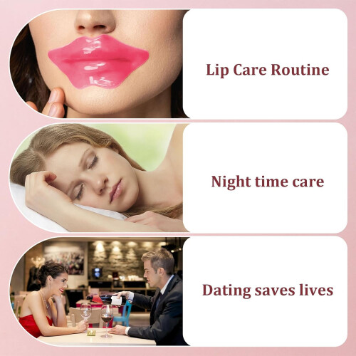 Collagen Lip Mask Pink Hydrogel Patch for Deep Hydration and Fine Line Reduction 10pcs Set 1