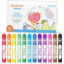 Shuttle Art Bingo Dabbers, 12 Colours Dot Markers for Toddlers, Washable Bingo Pens for Kids and Preschool Children, Non-Toxic Water-Based Paint Pens