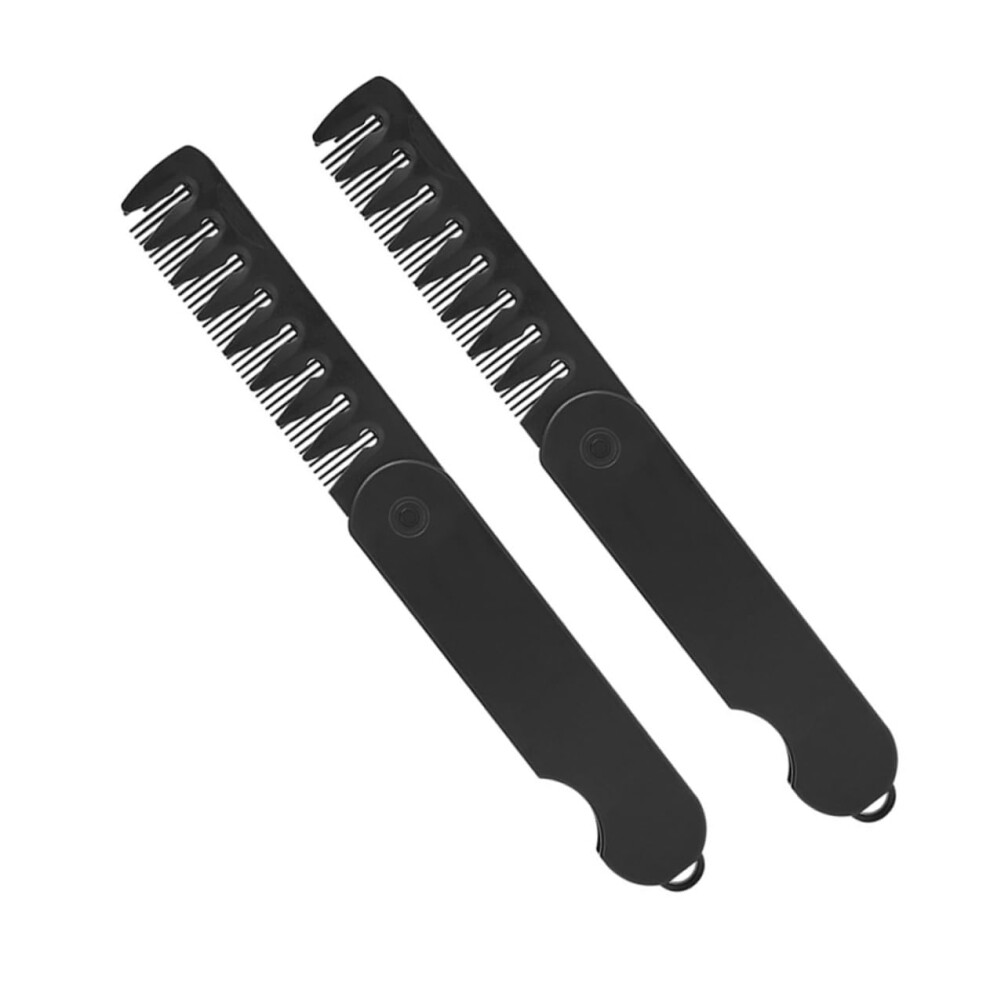 2pcs Folding Pocket Comb Wide and Fine Tooth Travel Hair Comb for Men and Women